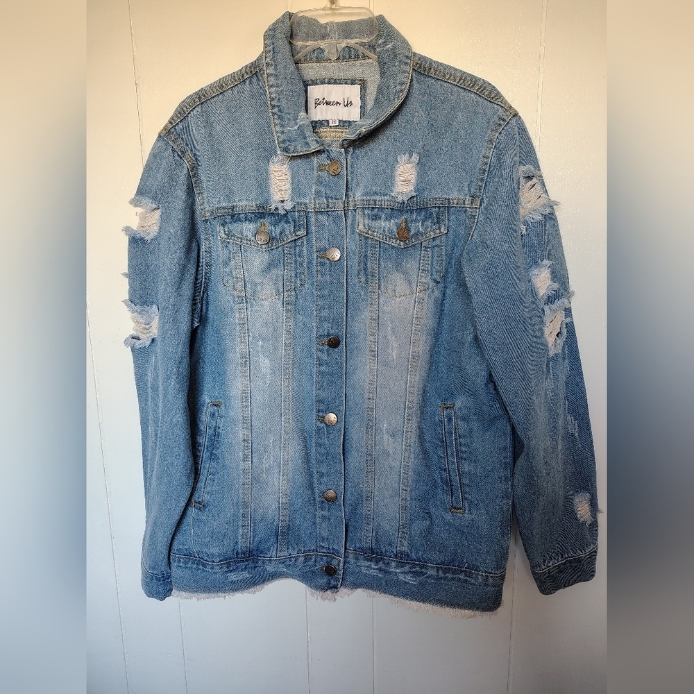 Between Us Distressed Denim Jacket Size 2X